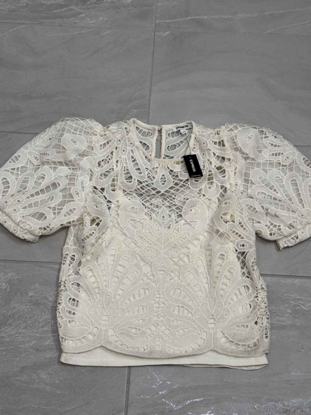 White Lace Puff Sleeve Blouse Romantic Romantic Top